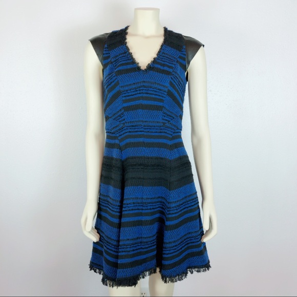 Rebecca Taylor Blue Striped Tweed Dress Size 2 - Picture 2 of 7